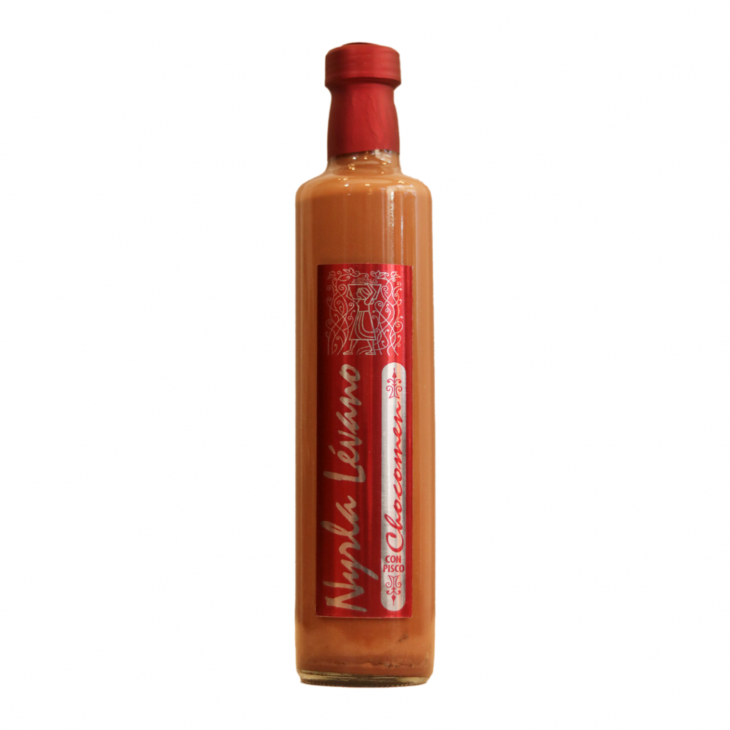 Botella de crema de chocomenta con pisco de 500ml