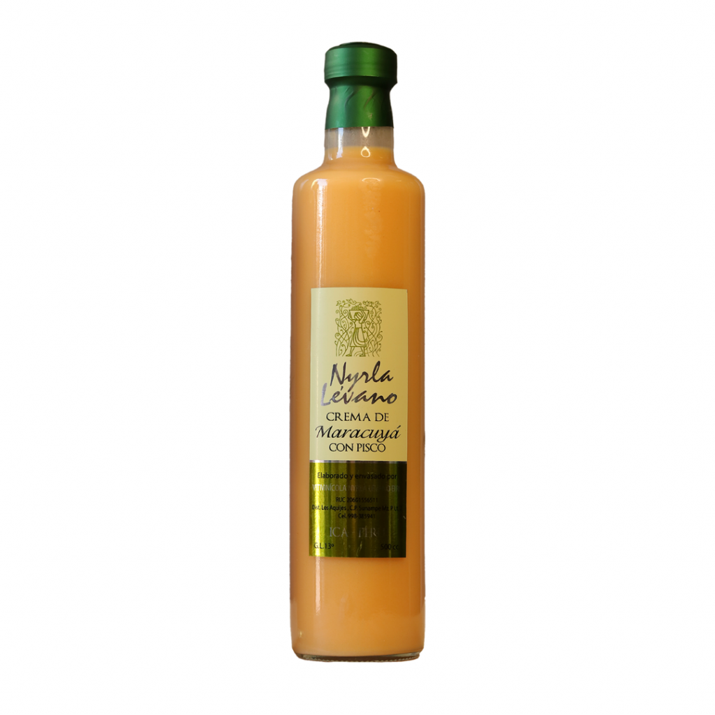 botella de Crema de Pisco de Maracuyá de 500ml