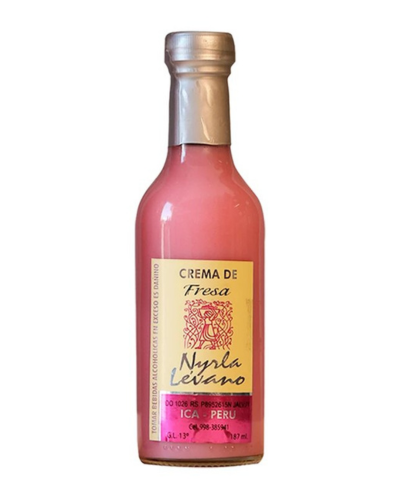 botella de crema de pisco de fresa de 187ml